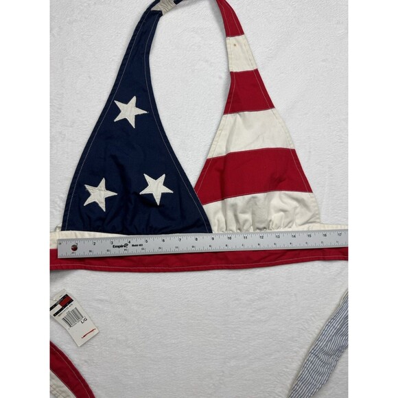 Vintage 90s Tommy Hilfiger American Flag Halter Top Women's Large Reversible NWT - Picture 5 of 14